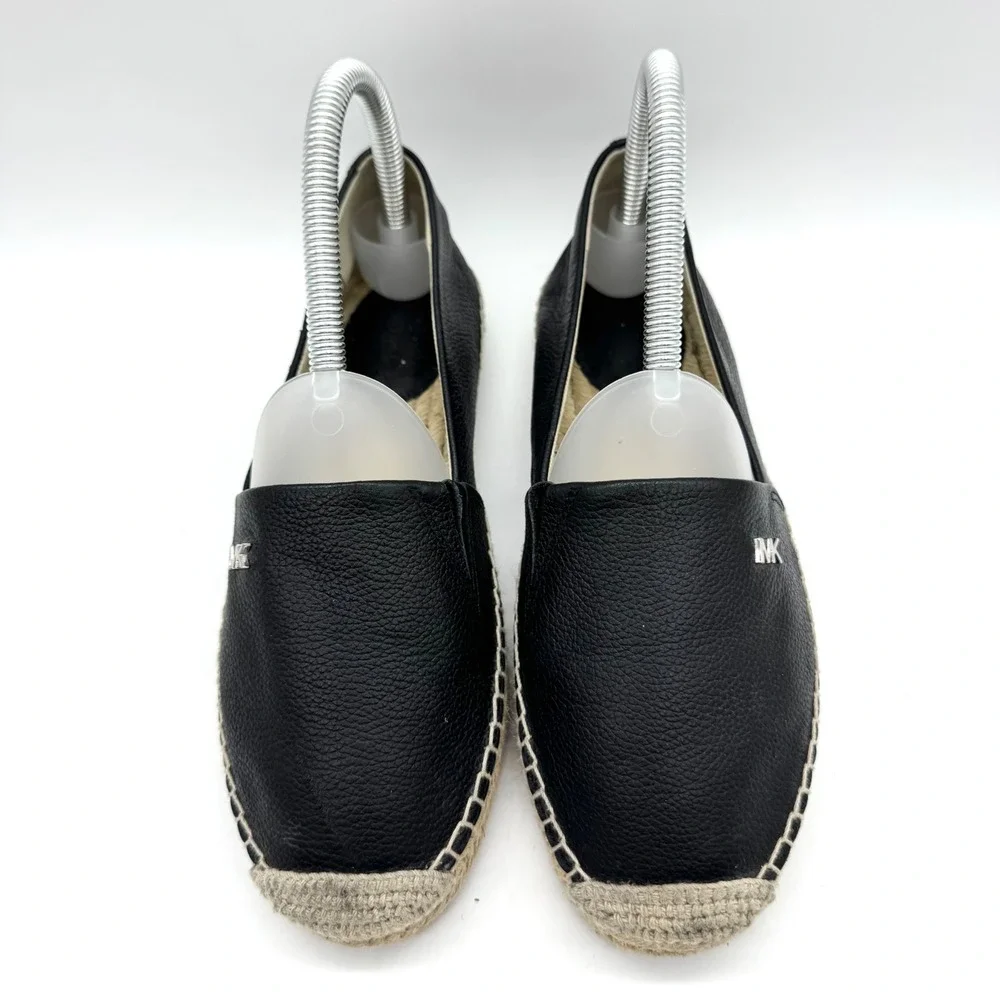 MICHAEL Michael Kors Kendrick Pebbled Leather Espadrille Slip On Black Size 5.5